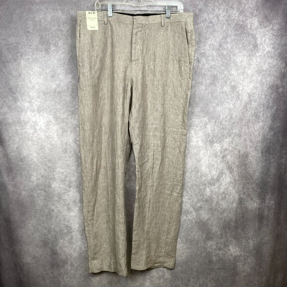 Baird Mcnutt 100% Linen Murano Dress Pants Mens 36x34 Gray Fine Stripe NEW - Picture 1 of 12